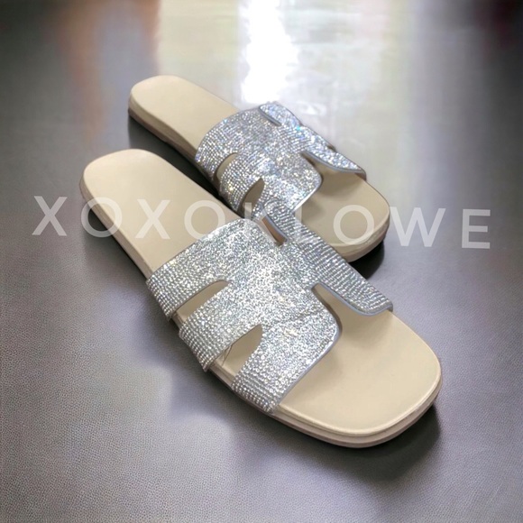 Barbie Rhinestone Sparkle Geo Footbed Sandal Slides - Picture 8 of 8